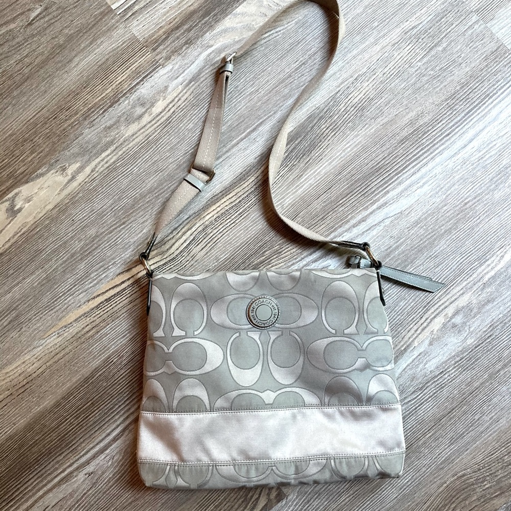Grey Canvas Coach Purse